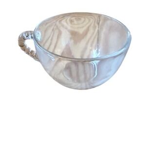 Federal Glass Homestead Clear Pressed Glass Punch Tea Cup Beaded Handle